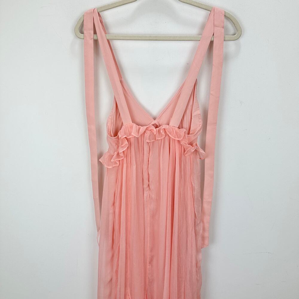 J.Crew Collection Ruffle Trim Midi Dress Crinkle Cupro Blushed Peach US 2 NWT - Picture 12 of 14